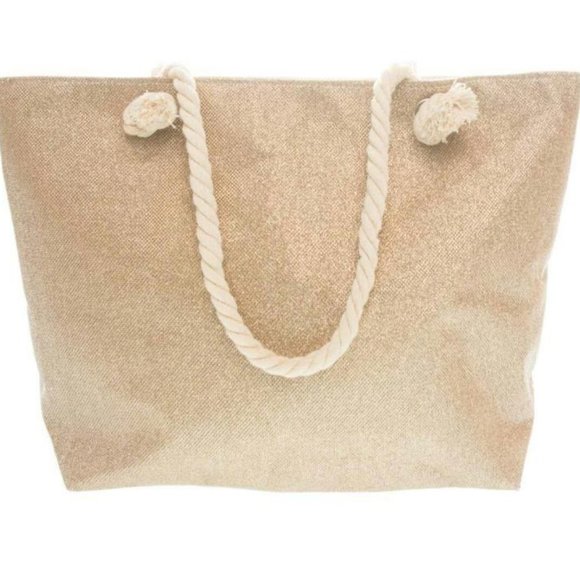 Sparkle Burlap Tote With Avocado Luggage Tag - Picture 2 of 4